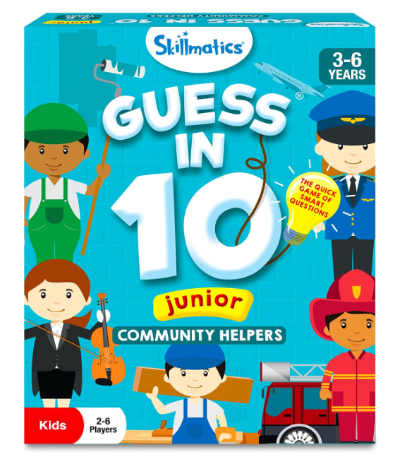 Skillmatics Guess in 10 ジュニアコミュニティヘルパー。カードゲーム、ボードゲーム、知育玩具が大好きな男の子、女の子、ご家族に最適です。旅行にも便利。3歳、4歳、5歳、6歳へのギフトにも最適です。