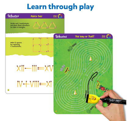 Skillmatics 脳トレゲーム アクティビティマット - 子供向けの論理的思考力と問題解決能力を養うゲーム、マーカー付き再利用可能な書き込み＆消去アクティビティセット、6、7、8、9歳以上のお子様向けの教育ギフト