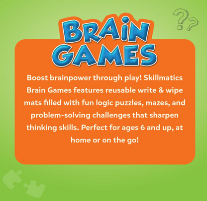 Skillmatics 脳トレゲーム アクティビティマット - 子供向けの論理的思考力と問題解決能力を養うゲーム、マーカー付き再利用可能な書き込み＆消去アクティビティセット、6、7、8、9歳以上のお子様向けの教育ギフト