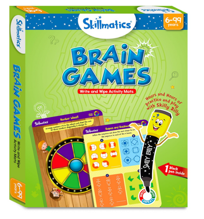 Skillmatics 脳トレゲーム アクティビティマット - 子供向けの論理的思考力と問題解決能力を養うゲーム、マーカー付き再利用可能な書き込み＆消去アクティビティセット、6、7、8、9歳以上のお子様向けの教育ギフト