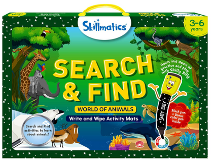 Skillmatics 動物探し教育ゲーム - 再利用可能な就学前学習アクティビティ。おもちゃ、アート、クラフトが好きな幼児や子供に最適。語彙力を養い、3歳、4歳、5歳、6歳へのギフト。