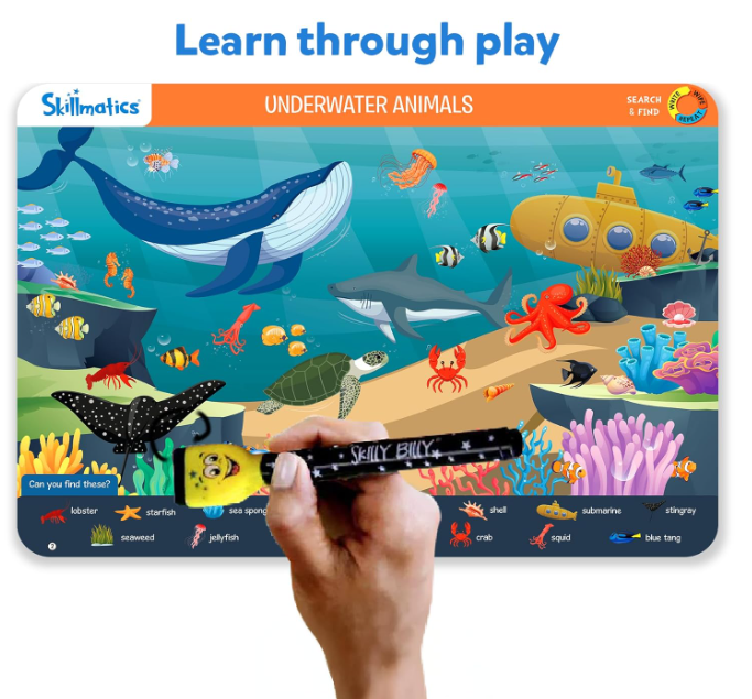 Skillmatics 動物探し教育ゲーム - 再利用可能な就学前学習アクティビティ。おもちゃ、アート、クラフトが好きな幼児や子供に最適。語彙力を養い、3歳、4歳、5歳、6歳へのギフト。