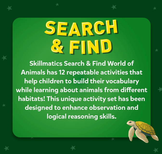 Skillmatics 動物探し教育ゲーム - 再利用可能な就学前学習アクティビティ。おもちゃ、アート、クラフトが好きな幼児や子供に最適。語彙力を養い、3歳、4歳、5歳、6歳へのギフト。