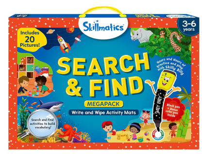 Skillmatics 検索と検索メガパック 教育ゲーム - 再利用可能な就学前学習アクティビティ。おもちゃ、アート、クラフトが好きな幼児や子供に最適。語彙力を養い、3歳、4歳、5歳、6歳へのギフト。