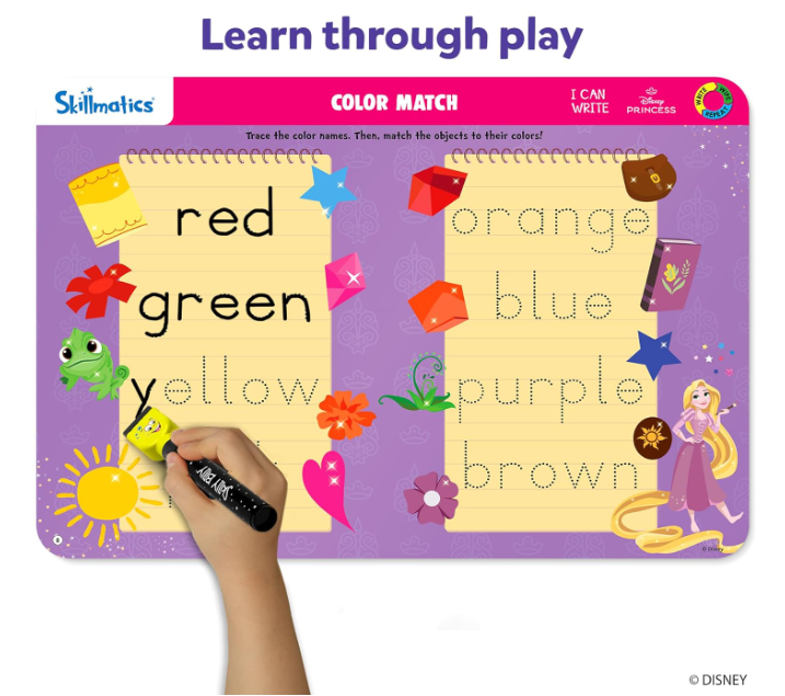 Skillmatics I Can Write ディズニープリンセス - 再利用可能な就学前学習アクティビティ、教育玩具とゲーム、新学期用品、学生、子供、幼児（3、4、5、6歳）、マルチカラー