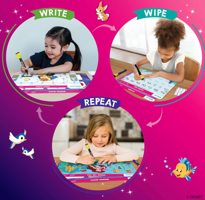 Skillmatics I Can Write ディズニープリンセス - 再利用可能な就学前学習アクティビティ、教育玩具とゲーム、新学期用品、学生、子供、幼児（3、4、5、6歳）、マルチカラー