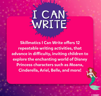 Skillmatics I Can Write ディズニープリンセス - 再利用可能な就学前学習アクティビティ、教育玩具とゲーム、新学期用品、学生、子供、幼児（3、4、5、6歳）、マルチカラー