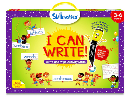 Skillmatics 教育ゲーム - I Can Write、再利用可能なアクティビティマット、ホワイトボードマーカー2本付き、3～6歳向けギフト