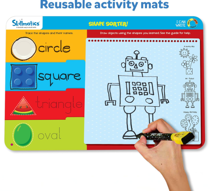 Skillmatics 教育ゲーム - I Can Write、再利用可能なアクティビティマット、ホワイトボードマーカー2本付き、3～6歳向けギフト