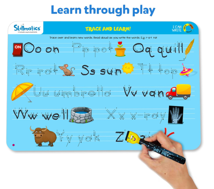 Skillmatics 教育ゲーム - I Can Write、再利用可能なアクティビティマット、ホワイトボードマーカー2本付き、3～6歳向けギフト