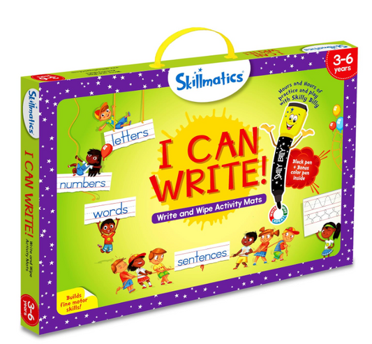 Skillmatics 教育ゲーム - I Can Write、再利用可能なアクティビティマット、ホワイトボードマーカー2本付き、3～6歳向けギフト