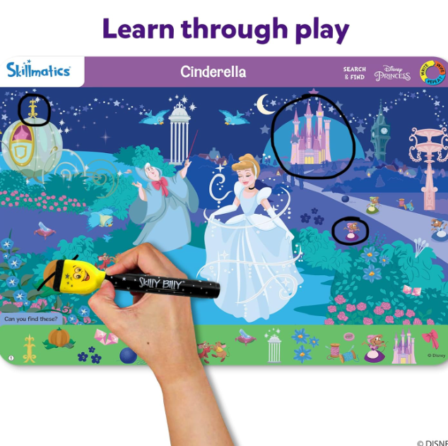 Skillmatics ディズニープリンセスを探して見つける教育ゲーム - 再利用可能な就学前学習アクティビティ。おもちゃ、アート、クラフトが大好きな幼児や子供に最適。3歳、4歳、5歳、6歳の男の子と女の子へのギフト。