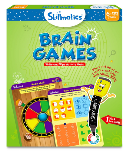 Skillmatics 脳トレゲーム アクティビティマット - 子供向けの論理的思考力と問題解決能力を養うゲーム、マーカー付き再利用可能な書き込み＆消去アクティビティセット、6、7、8、9歳以上のお子様向けの教育ギフト