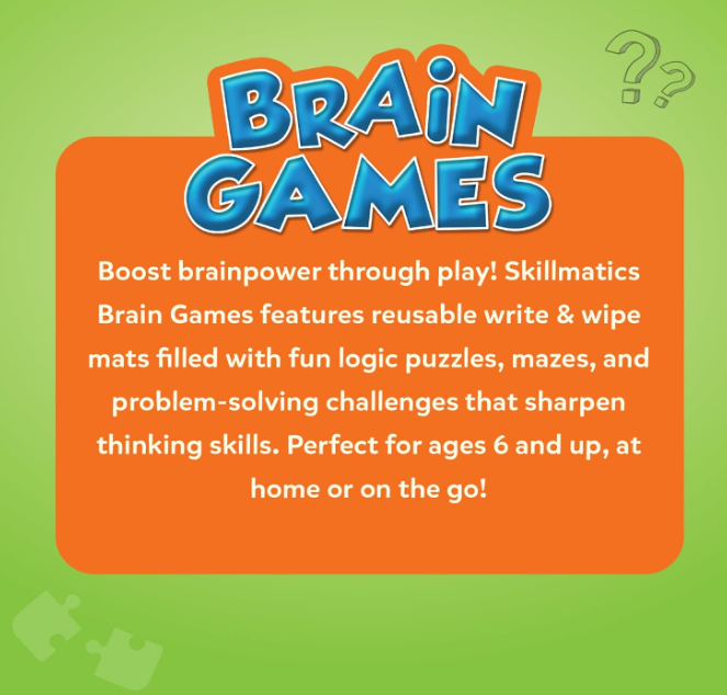 Skillmatics 脳トレゲーム アクティビティマット - 子供向けの論理的思考力と問題解決能力を養うゲーム、マーカー付き再利用可能な書き込み＆消去アクティビティセット、6、7、8、9歳以上のお子様向けの教育ギフト