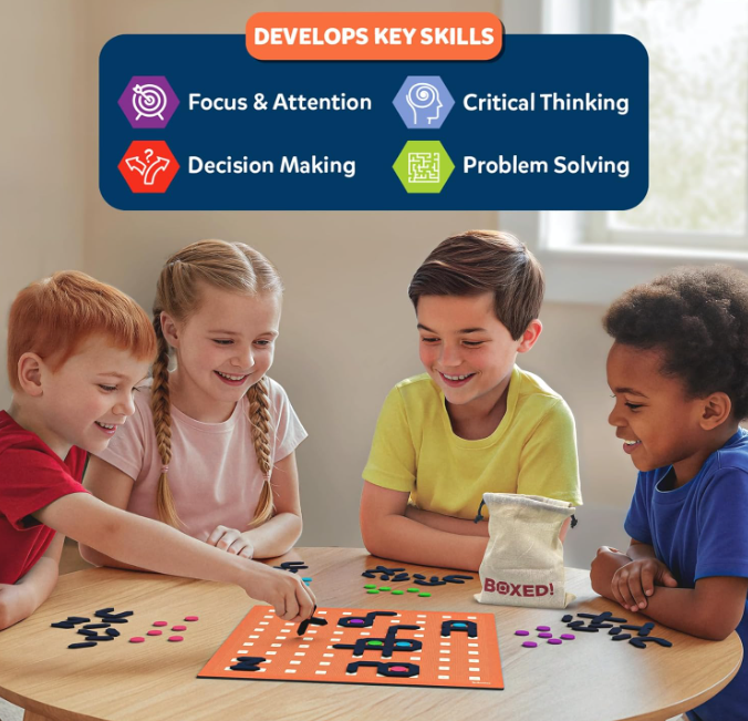 Skillmatics マグネティック ドット＆ボックスゲーム – ゲームナイトや旅行に最適なクラシックなファミリー戦略ボードゲーム。子供、ティーン、大人が楽しめるマグネット式ゲーム。対象年齢5歳、6歳、7歳以上。2～4人で遊べます。