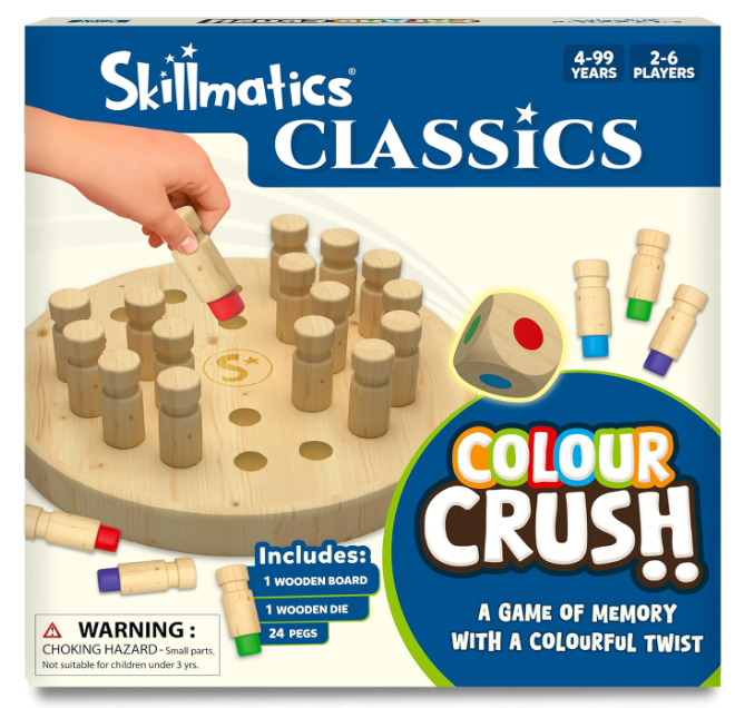 Skillmatics Colour Crush - スリリングな記憶力チャレンジ、テンポの速いボードゲーム＆トラベルゲーム、家族でのゲームナイトに最適、脳トレ、木製玩具、4歳以上の子供、ティーン、大人へのギフトに最適