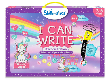 Skillmatics I Can Write Unicorns - 再利用可能な就学前学習アクティビティ、教育玩具とゲーム、新学期用品、学生、子供、幼児（3、4、5、6歳）、マルチカラー