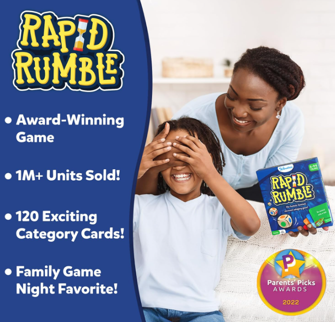Skillmatics Rapid Rumble - 子供、ティーン、大人向けのテンポの速いボードゲーム。家族でゲームナイトを楽しんだり、知育玩具として遊べます。素早い思考力を必要とするカードゲーム。6歳、7歳、8歳、9歳以上のお子様へのギフトに。