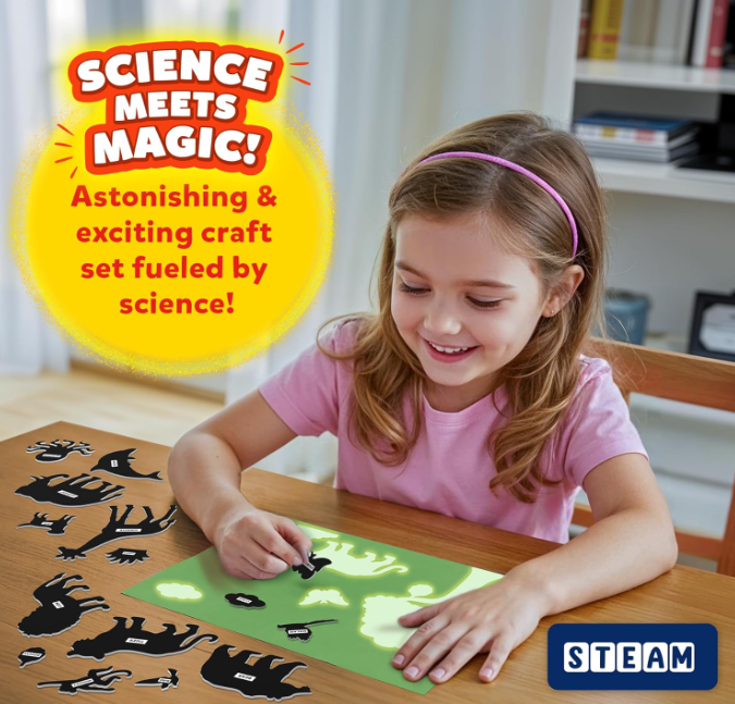 Skillmatics サンペーパーアートキット - お子様向けの散らからないSTEMクラフトキット。ステンシルでデザイン、日光で創作、マーカーで色付け。屋内外遊びに最適。4、5、6、7、8、9、10、11、12歳のお子様へのギフト。