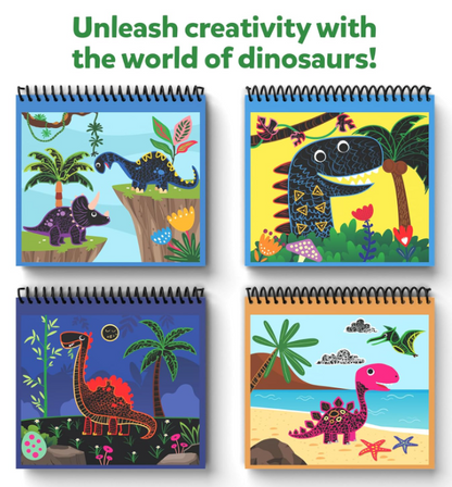 Skillmatics 子供用スクラッチアートブック - 恐竜、クラフトキット＆用品、30枚以上のスクラッチステッカー、旅行用おもちゃ、DIYキット、3歳、4歳、5歳、6歳、7歳、8歳の男の子と女の子へのギフト、マルチカラー