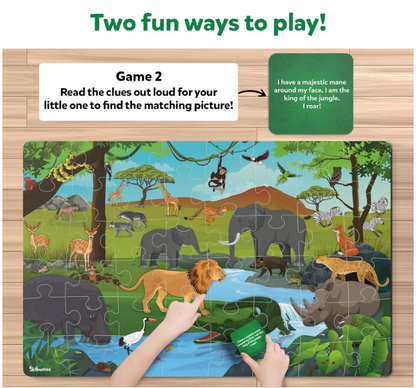 Skillmatics フロアパズル＆ゲーム - ピース＆プレイ 野生動物、ジグソーパズル＆幼児向けパズル、知育玩具、3歳、4歳、5歳、6歳、7歳の男の子と女の子へのギフト (48ピース、2 x 3フィート)