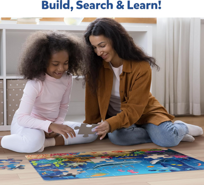 Skillmatics フロアパズル＆ゲーム - ピース＆プレイ 水中動物、ジグソーパズル＆幼児向けパズル、知育玩具、3歳、4歳、5歳、6歳、7歳の男の子と女の子へのギフト (48ピース、2 x 3フィート)
