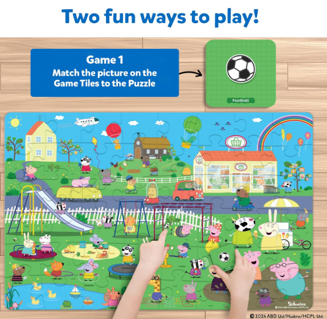 Skillmatics Piece & Play パズル（水中の生きもの）は、2×3フィートの巨大パズルとゲームが一体になった知育玩具です。48ピースの大きくて扱いやすいパズルで楽しく組み立て、2種類のさがし遊びで水中生物について学べます。3〜7歳の子どもへのギフトに最適です。
