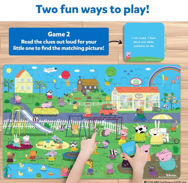 Skillmatics Piece & Play パズル（水中の生きもの）は、2×3フィートの巨大パズルとゲームが一体になった知育玩具です。48ピースの大きくて扱いやすいパズルで楽しく組み立て、2種類のさがし遊びで水中生物について学べます。3〜7歳の子どもへのギフトに最適です。