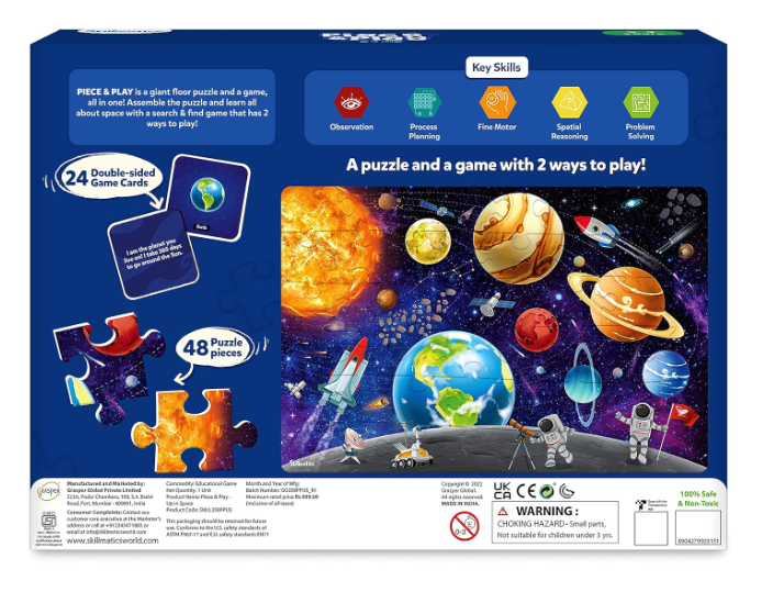 Skillmatics フロアパズル＆ゲーム - ピース＆プレイスペース、ジグソーパズル＆幼児向けパズル、知育玩具、3歳、4歳、5歳、6歳、7歳の男の子＆女の子へのギフト（48ピース、2 x 3フィート）