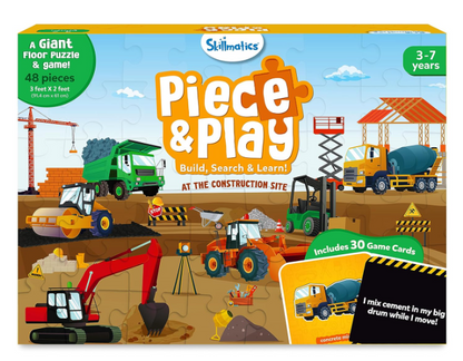 Skillmatics フロアパズル＆ゲーム - ピース＆プレイ 建設現場、ジグソーパズル＆幼児向けパズル、知育玩具、3歳、4歳、5歳、6歳、7歳の男の子と女の子へのギフト（48ピース、2 x 3フィート）