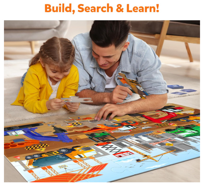 Skillmatics フロアパズル＆ゲーム - ピース＆プレイ 建設現場、ジグソーパズル＆幼児向けパズル、知育玩具、3歳、4歳、5歳、6歳、7歳の男の子と女の子へのギフト（48ピース、2 x 3フィート）