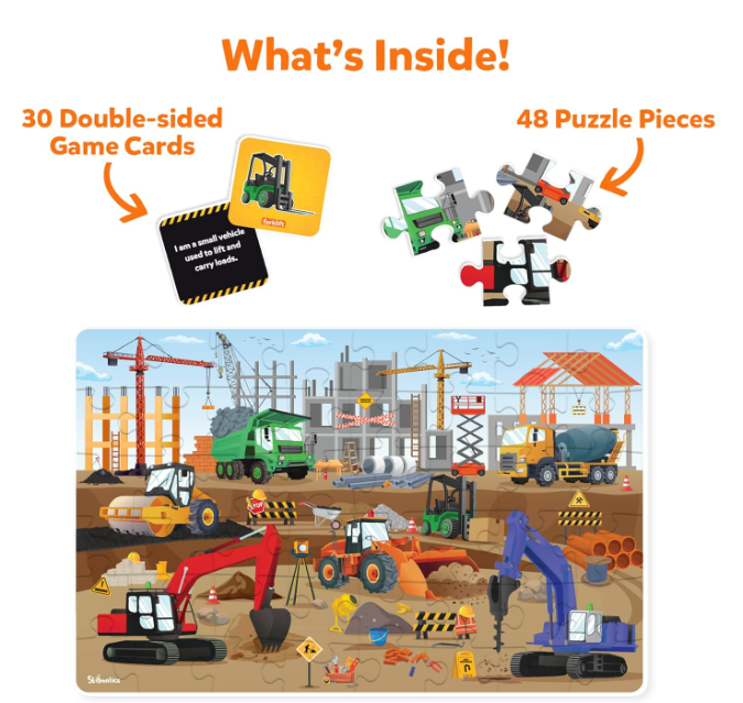 Skillmatics フロアパズル＆ゲーム - ピース＆プレイ 建設現場、ジグソーパズル＆幼児向けパズル、知育玩具、3歳、4歳、5歳、6歳、7歳の男の子と女の子へのギフト（48ピース、2 x 3フィート）