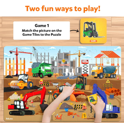 Skillmatics フロアパズル＆ゲーム - ピース＆プレイ 建設現場、ジグソーパズル＆幼児向けパズル、知育玩具、3歳、4歳、5歳、6歳、7歳の男の子と女の子へのギフト（48ピース、2 x 3フィート）