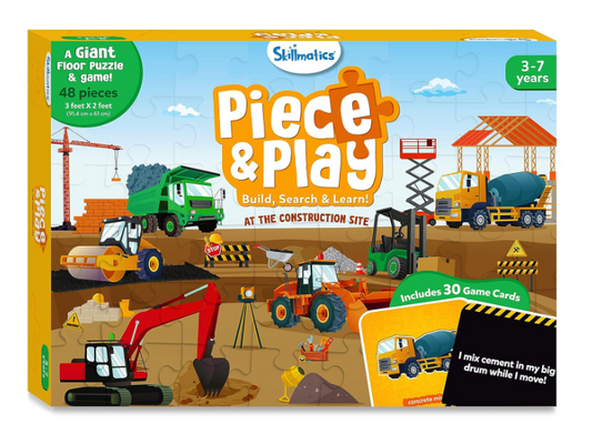 Skillmatics フロアパズル＆ゲーム - ピース＆プレイ 建設現場、ジグソーパズル＆幼児向けパズル、知育玩具、3歳、4歳、5歳、6歳、7歳の男の子と女の子へのギフト（48ピース、2 x 3フィート）