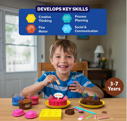 Skillmatics Sandeezy ごっこ遊び デザートセット – 型、道具、トッピング付きサンドプレイセット、子供用感覚玩具、無毒、汚れなし、創造的な室内アクティビティ、3、4、5、6、7歳