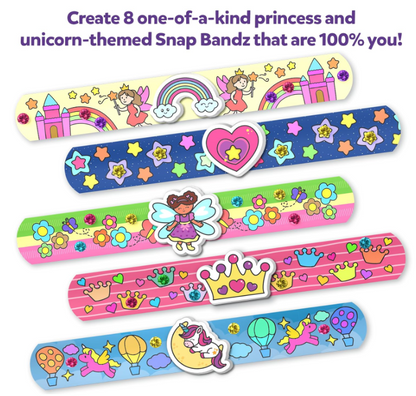 Skillmatics クラフトアクティビティ - スナップバンド、ユニコーン＆プリンセス、DIYアート＆クラフトアクティビティ、散らからない、クリエイティブキット、8本のバンド（8.6インチ）、4、5、6、7、8、9、10歳の男の子と女の子へのギフト