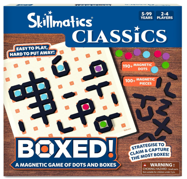 Skillmatics マグネティック ドット＆ボックスゲーム – ゲームナイトや旅行に最適なクラシックなファミリー戦略ボードゲーム。子供、ティーン、大人が楽しめるマグネット式ゲーム。対象年齢5歳、6歳、7歳以上。2～4人で遊べます。